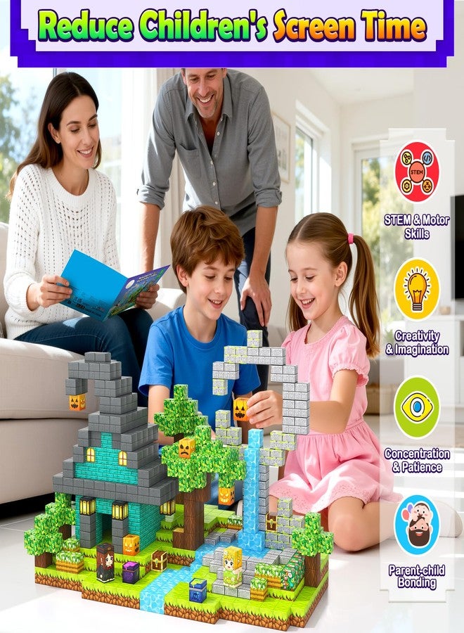 Gooidea Magnetic Blocks - 100 Building Blocks Mine Magnets Building Craft Autistic Kids Friendly Sensory Toys STEM Creative Toy Game for Kids Age 3-5 4-6 5-7 8-12 - Magical Enchanted Playset - Image 5
